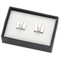 2 Tone Silver Metal Cufflinks - 3 Stripes